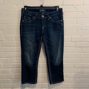 Women’s 30/24 Silver Aiko Capri distressed blue